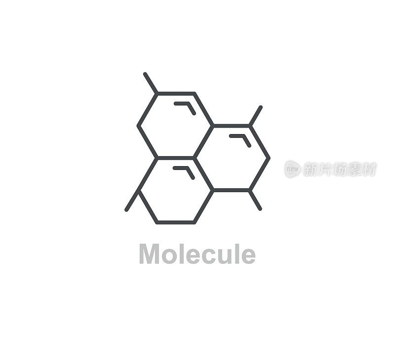 简单的化学公式和分子线图标。矢量插图设计符号和标志。在白色背景上隔离