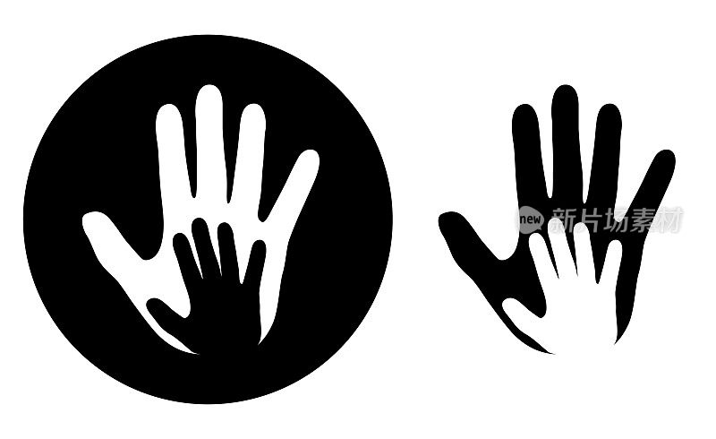 黑色圆圈双手图标，