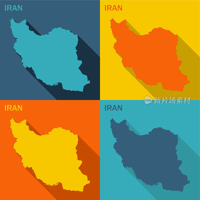 伊朗平面地图有四种颜色