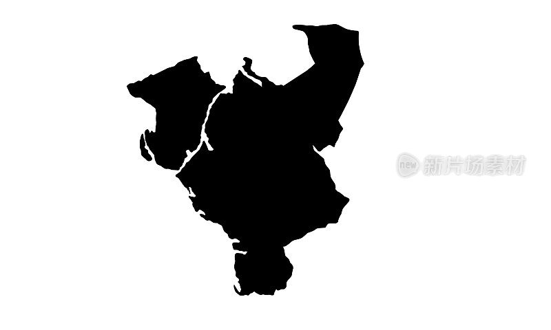 荷兰兹沃勒市的黑色剪影地图