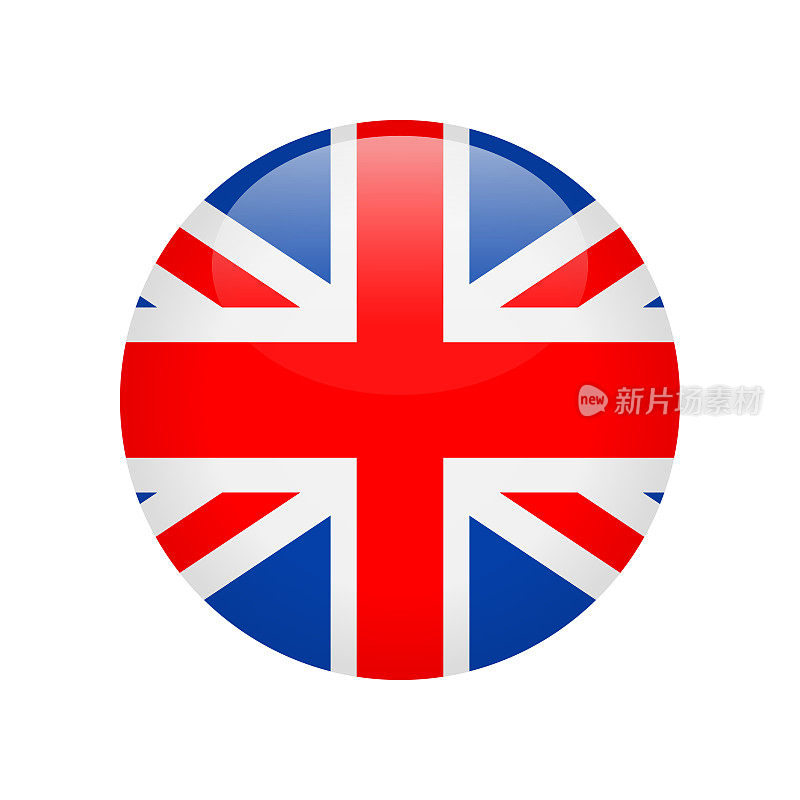 英国旗帜图标矢量插图-圆形