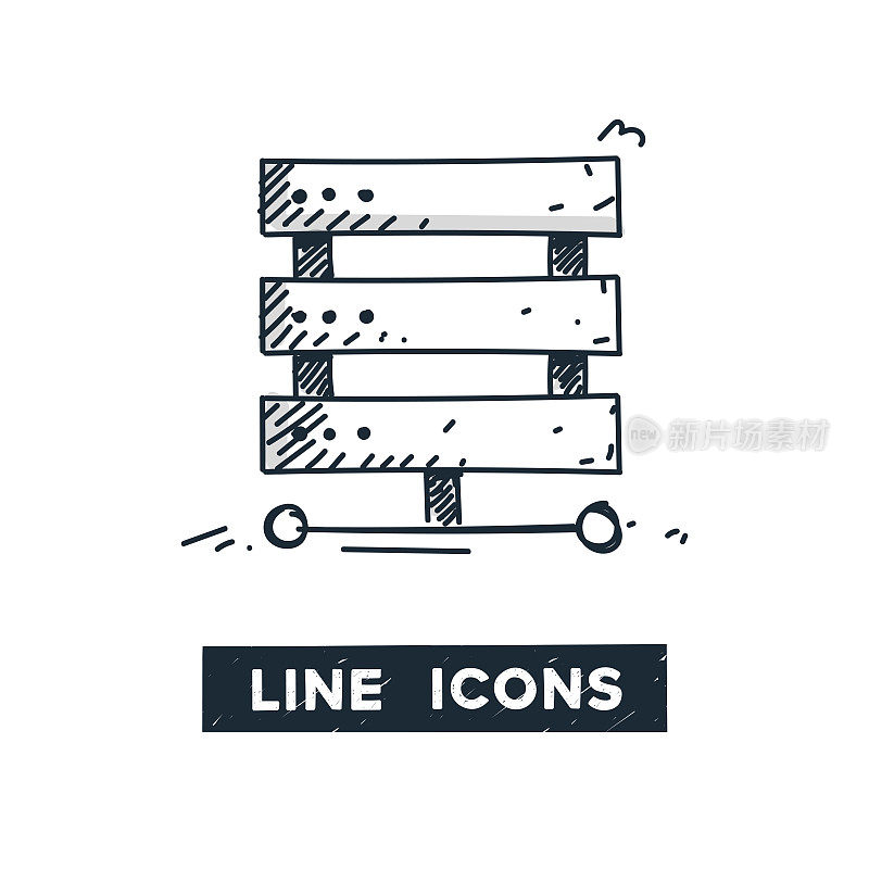 数据库，服务器手绘线图标和草图设计