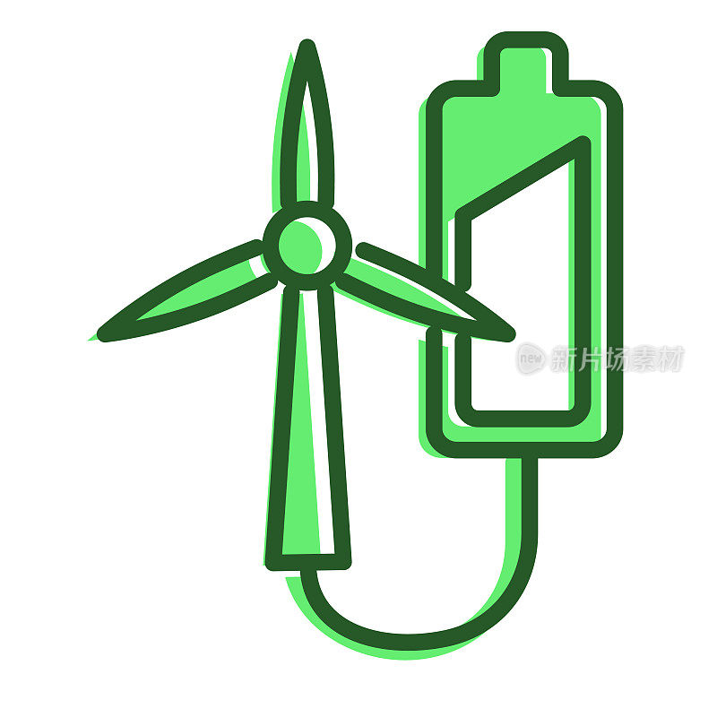 风力发电与可充电电池图标-可编辑的行程