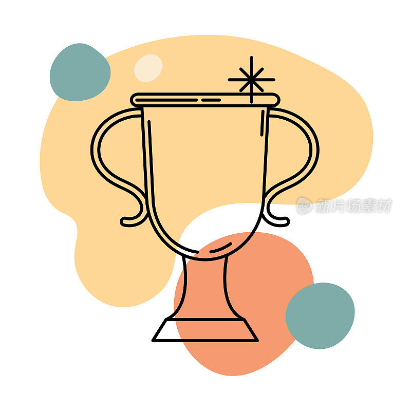 奖杯-成功和奖励细线图标与可编辑的笔画
