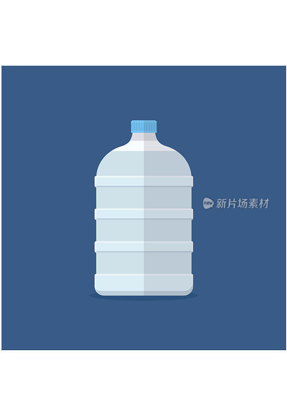 大瓶装水的冷却器在平面风格孤立的蓝色背景
