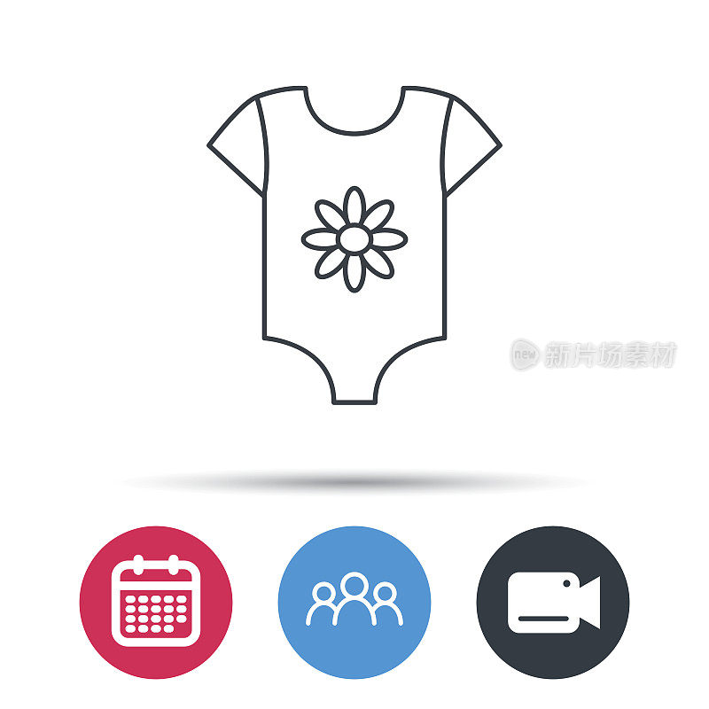 新生儿的衣服图标。婴儿衬衫穿标志。