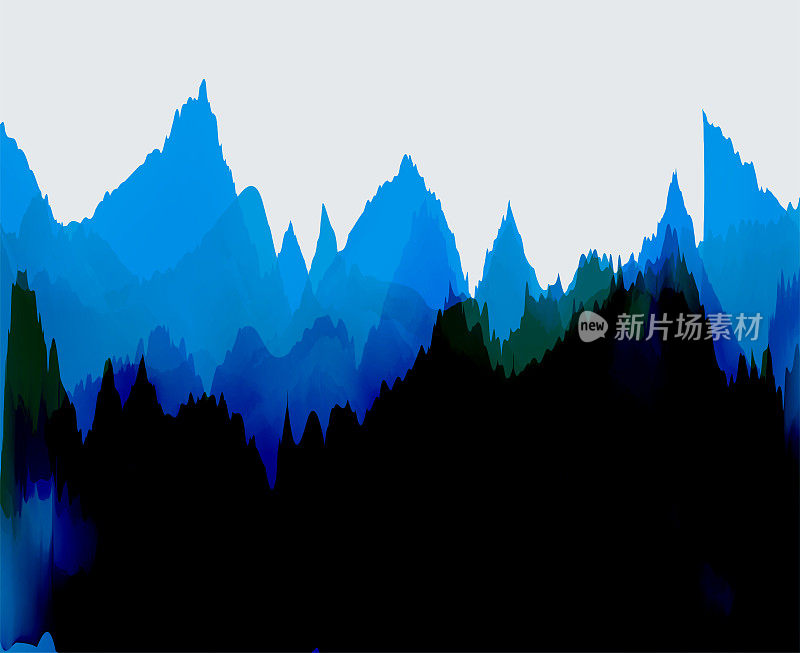 水彩中国山水画背景