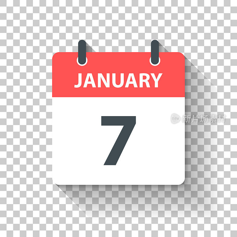 1月7日-日日历图标在平面设计风格