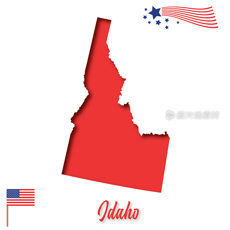 美国剪纸州图:爱达荷