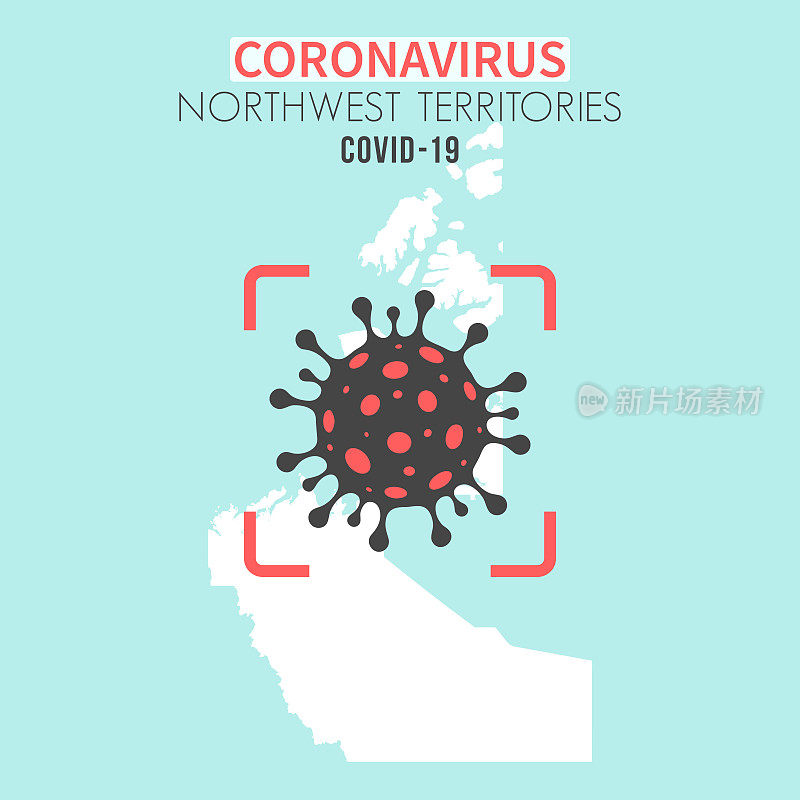 西北地区地图，红色取景器中有冠状病毒细胞(COVID-19)