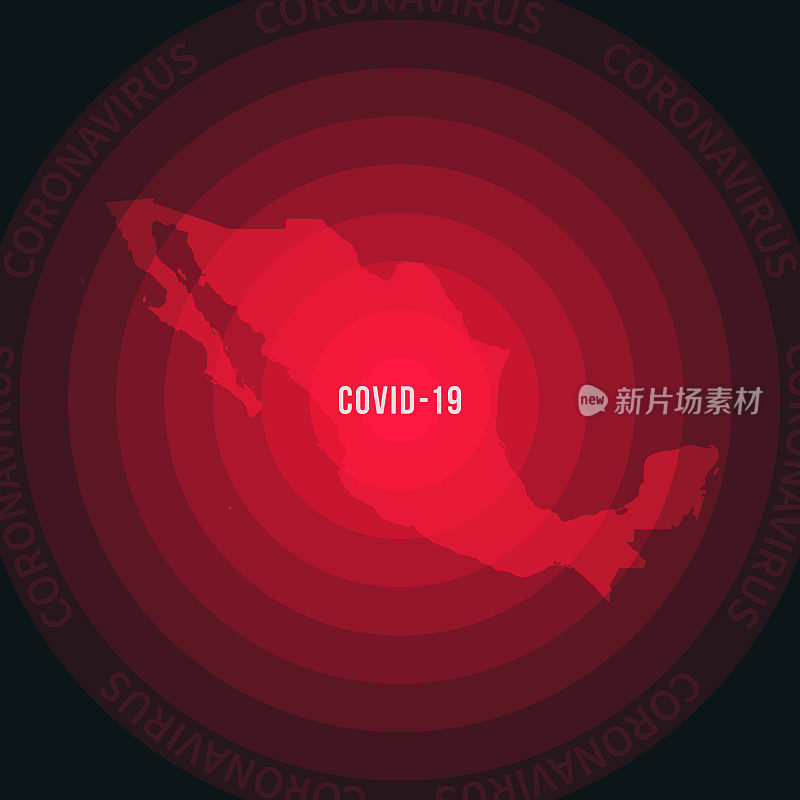 墨西哥与COVID-19传播的地图。冠状病毒爆发