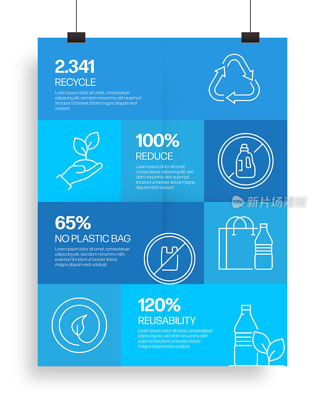 回收和零浪费信息图模板，元素和图标。简单的矢量信息图设计