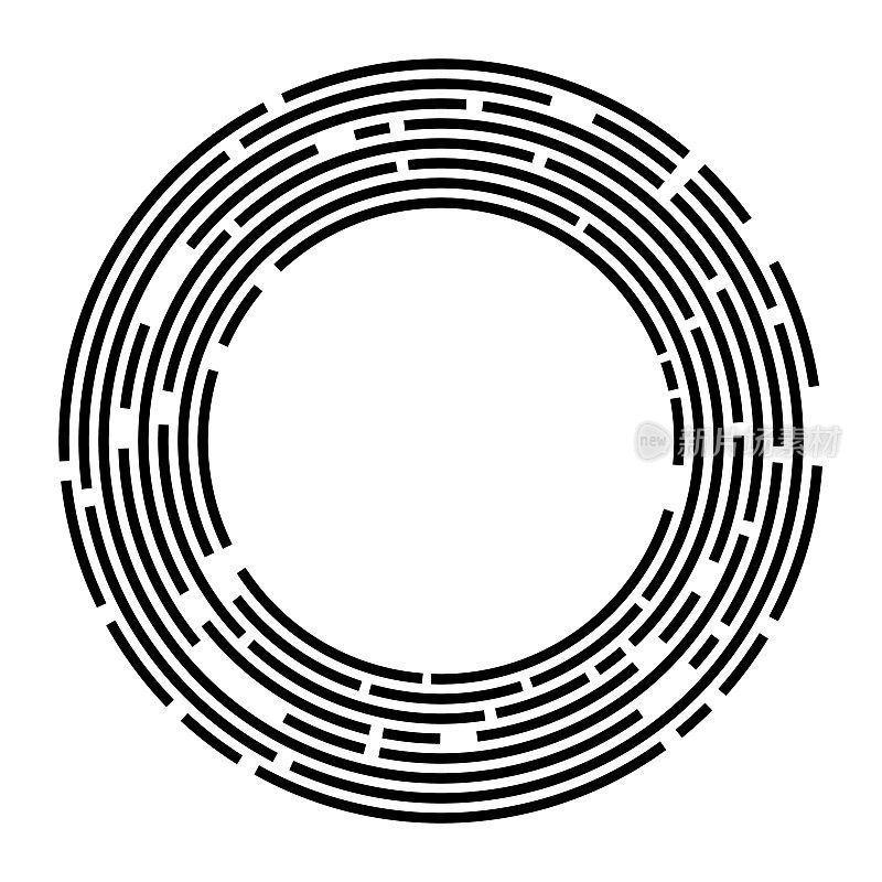 环绕拷贝空间的同心圆轨道数字线。在白色的。