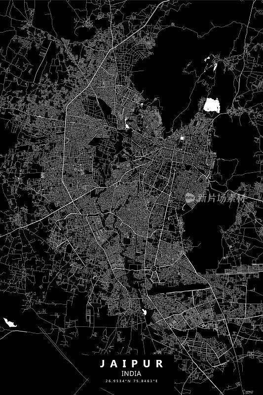 斋浦尔，印度矢量地图