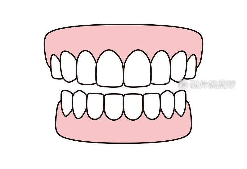 微笑的嘴与牙齿图标上的白色背景，矢量插图