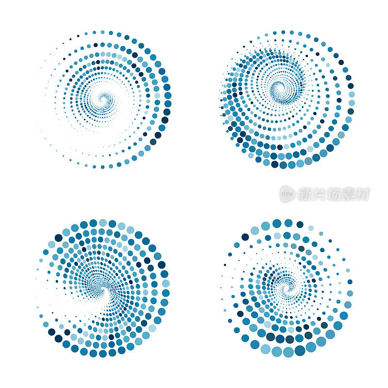漩涡蓝色半色调点纹理图案图标收集设计