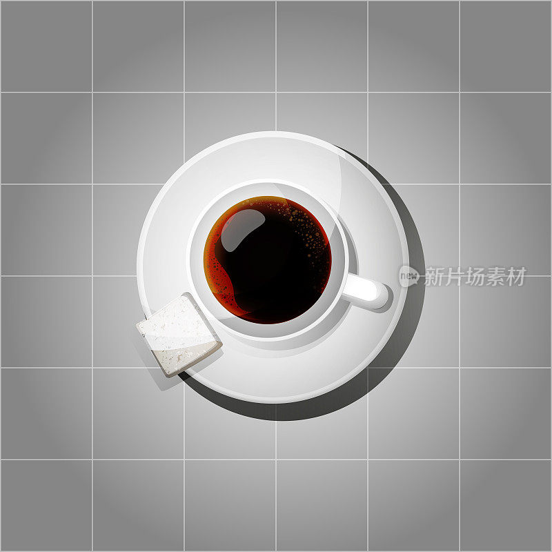 一杯咖啡在抽象的灰色背景上。