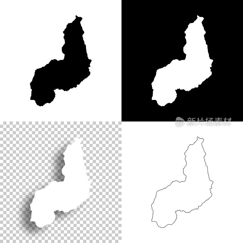 Piaui地图设计。空白，白色和黑色背景-线图标