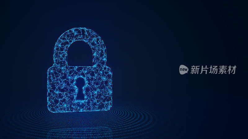 网络安全保护互联网接入网络安全隐私数字数据挂锁安全背景插图3D渲染
