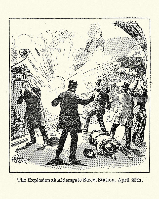 伦敦地铁恐怖袭击，1897年奥尔德斯盖特街车站爆炸，炸弹爆炸