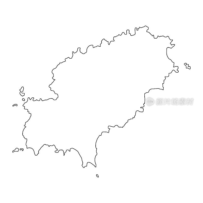 伊比沙岛高细节地图，西班牙地区平面标志，网页设计矢量插图