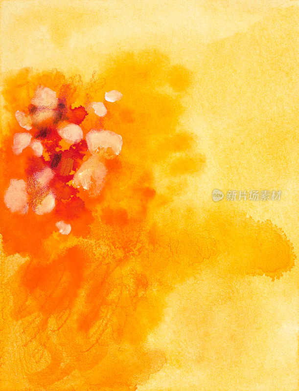 抽象花卉或火焰爆发橙色水彩背景