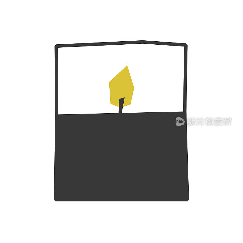 矢量孤立手绘插图。黑蜡或大豆蜡烛在玻璃烛台有黄色火焰。简化几何平面造型，斯堪的纳维亚式家居装饰，室内舒适舒适
