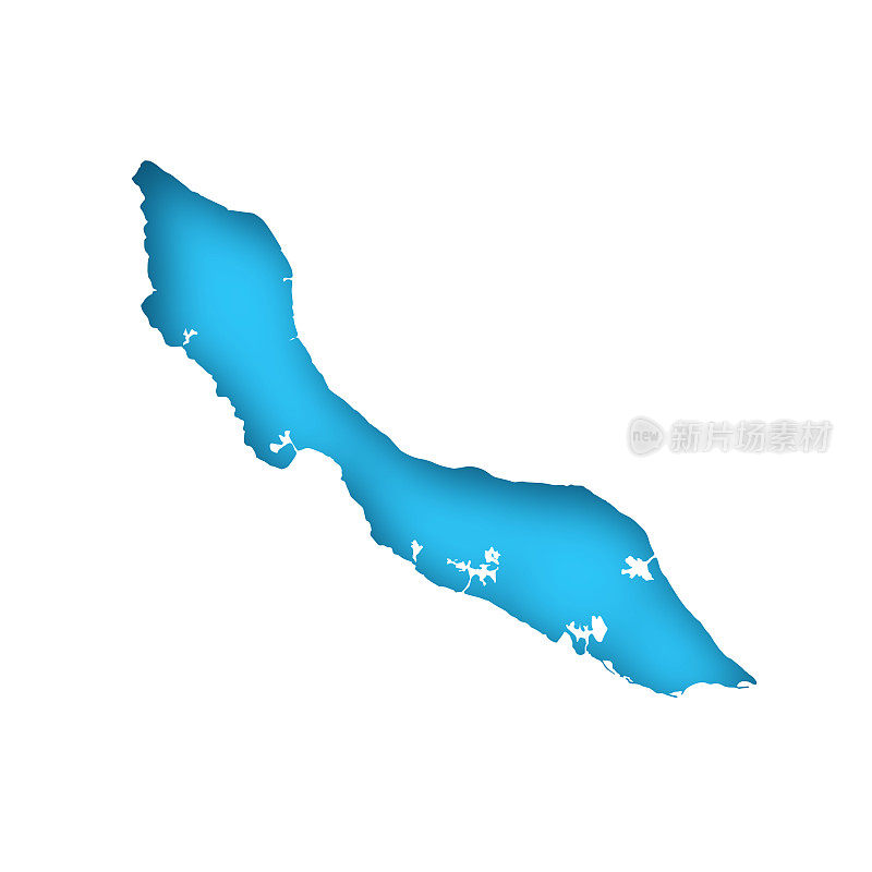 库拉索岛地图-白纸，蓝色背景