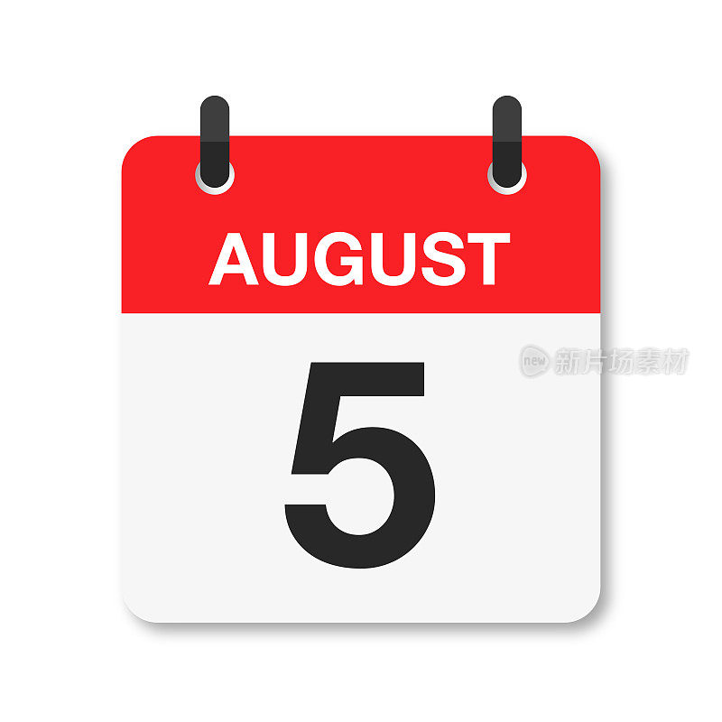 8月5日-每日日历图标-白色背景