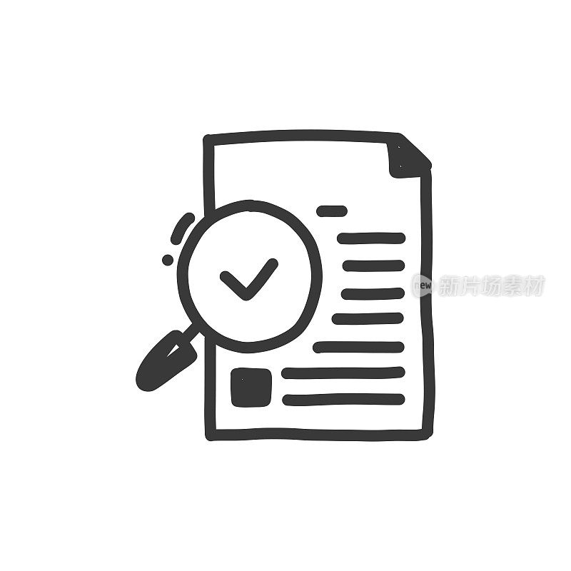 审核线图标,草图和涂鸦设计,像素完美,可编辑的笔画。会计,财务分析。