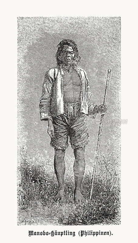 菲律宾马诺博酋长，木刻，1899年出版