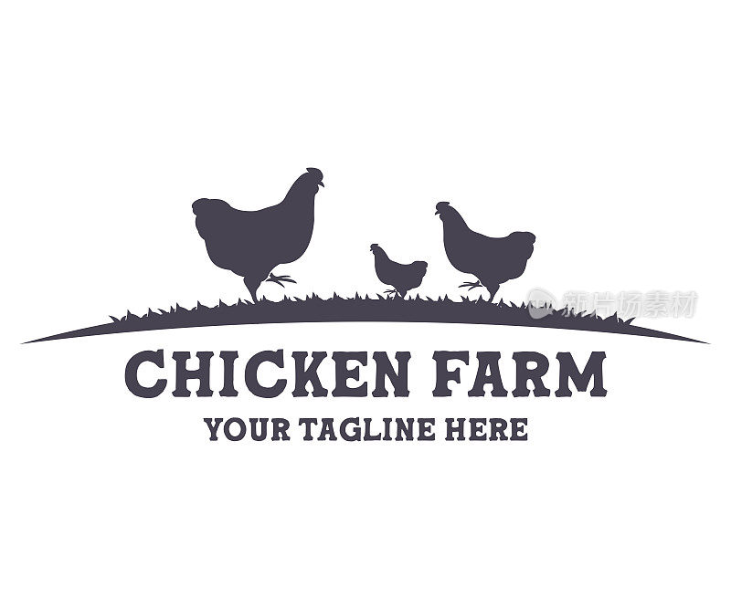 养鸡场，家畜场，经典农场。农业，农场，养鸡场，养鸡。家禽养殖载体设计与插图。