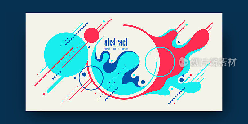 液体风格彩色粉彩抽象背景与元素