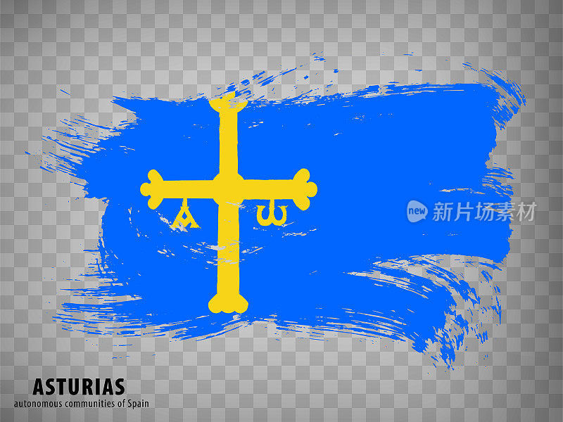 阿斯图里亚斯的旗帜。旗帜自治社区阿斯图里亚斯标题透明背景为您的网站设计，标志，应用程序，UI。西班牙王国。股票向量。EPS10。