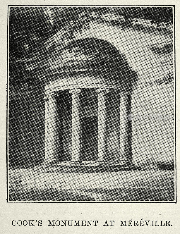 19世纪90年代，梅维尔库克纪念碑的照片后的复古插图