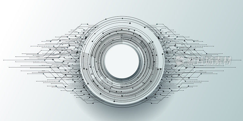 抽象现代未来科技白色背景模板与圆线