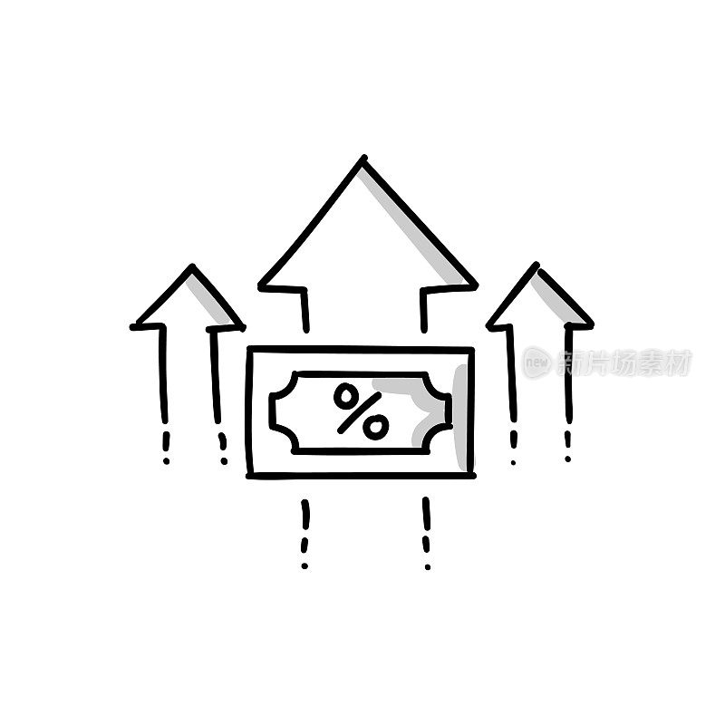 利率素描涂鸦矢量图标与可编辑的笔触。Icon适用于网页设计、移动应用、UI、UX和GUI设计。