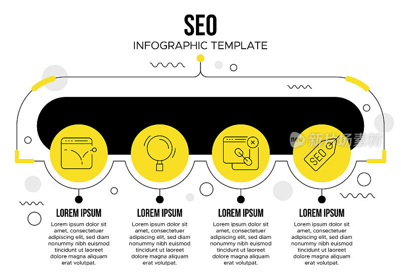 搜索引擎优化(SEO)洞察信息图表模板:分析，关键字，排名，流量