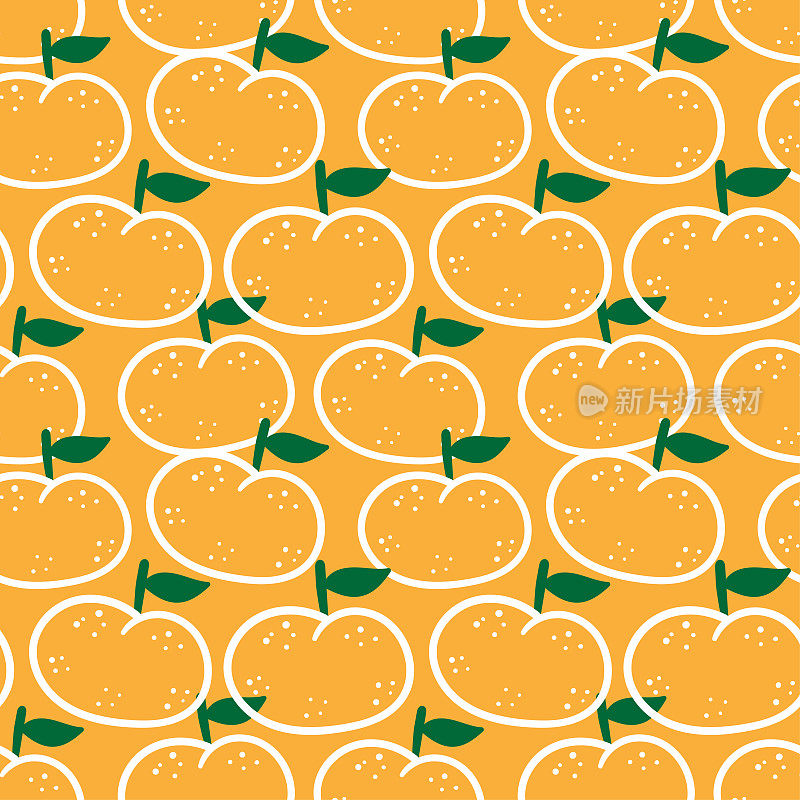 橙果手绘无缝图案
