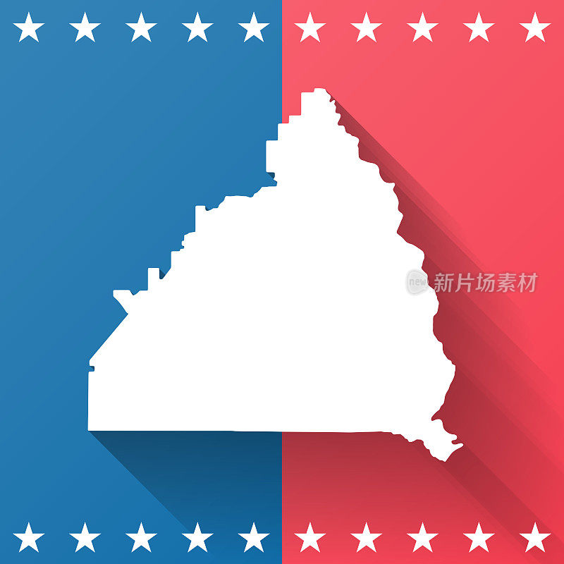 烟头县，乔治亚州。地图在蓝色和红色的背景
