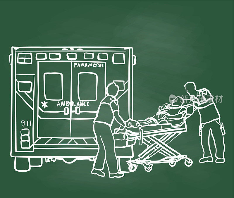 紧急医疗人员和病人黑板