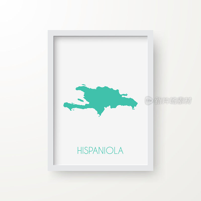 伊斯帕尼奥拉岛地图在一个框架上的白色背景