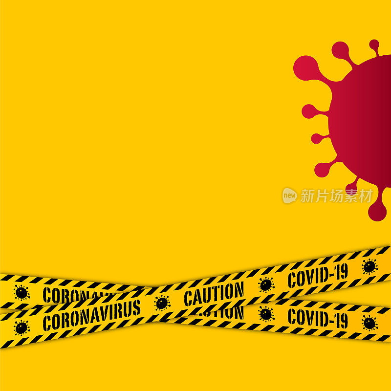 空白警告安全标志库存说明。横幅，海报，广告海报。冠状病毒或Covid-19载体模板