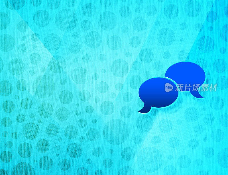聊天气泡图标闪亮的气泡抽象青色蓝色背景湿水纹理插图