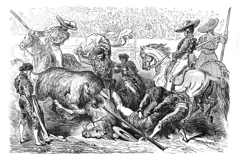 西班牙斗牛场中的斗牛场，1862年