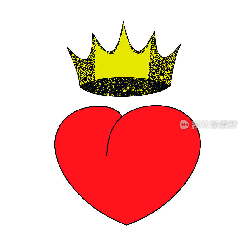 心在皇冠。心带皇冠的情人节贺卡模板。