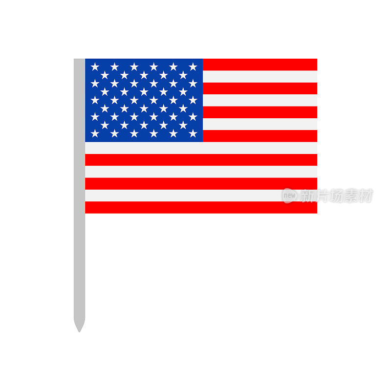 美国国旗图标矢量插图-引脚