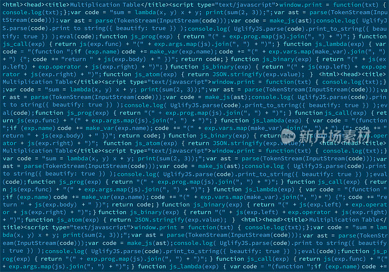 程序代码。软件数字抽象代码Javascript文本背景。矢量图