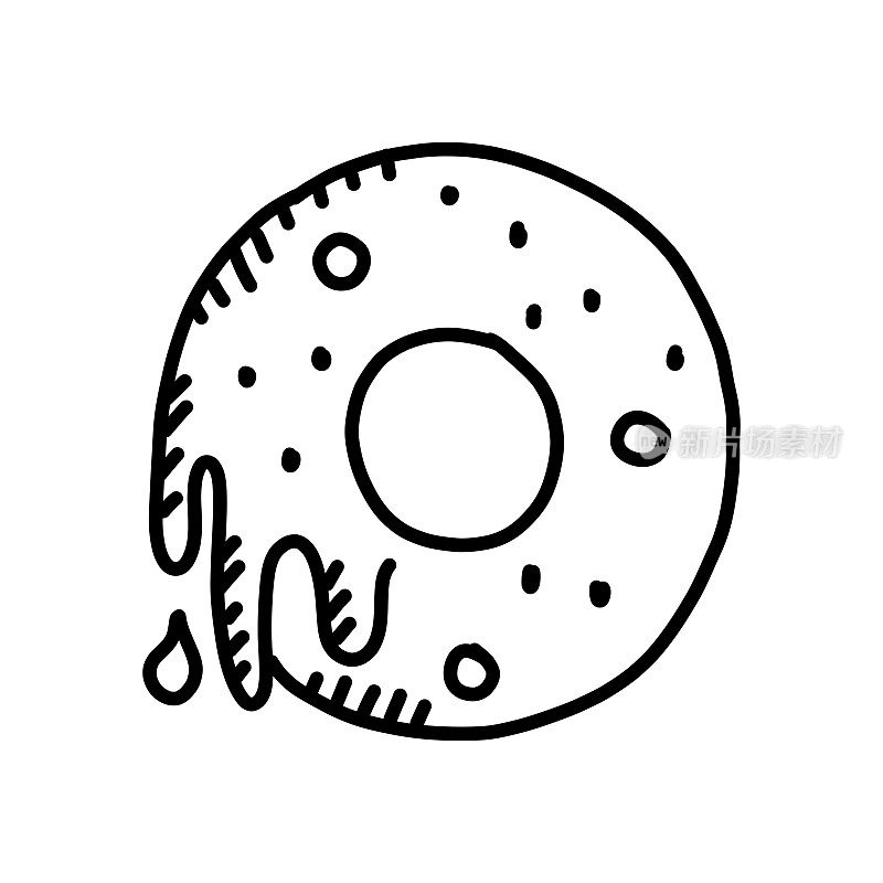 甜甜圈手绘图标，涂鸦风格矢量插图