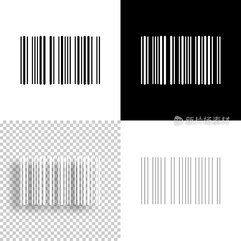 条形码。图标设计。空白，白色和黑色背景-线图标